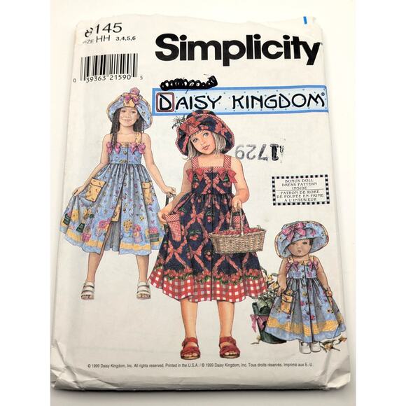 Simplicity Other - SIMPLICITY Daisy Kingdom Girls Sundress Hat Doll Dress Sewing Pattern 8145 Uncut